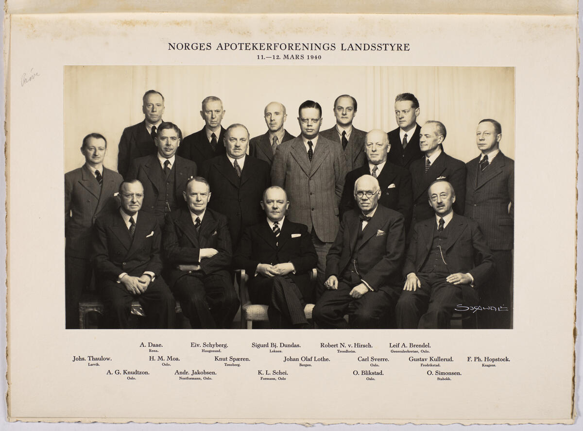 Norges Apotekerforenings Landsstyre i Oslo, 1940.