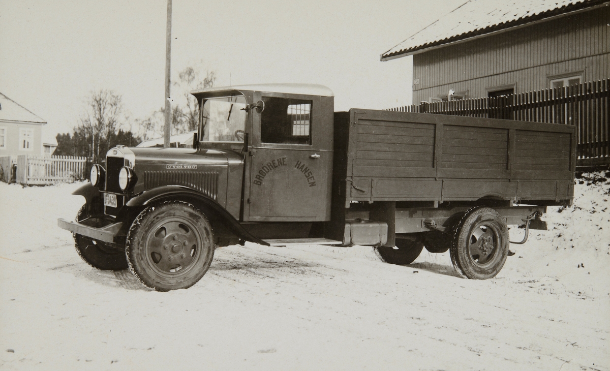Postkort, Volvo lastebil med karmer, Brødrene Hansen, registreringsnummer D-3439, (Glåmdal-serie 3401, Kongsvinger etter 1927)