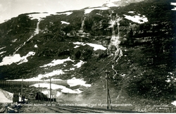 Damplokomotiv type 26 med tog fra Bergen ved Myrdal stasjon