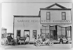 Butikk i Garske, Nord Dakota, Usa, ca. 1905. Postkort sendt 