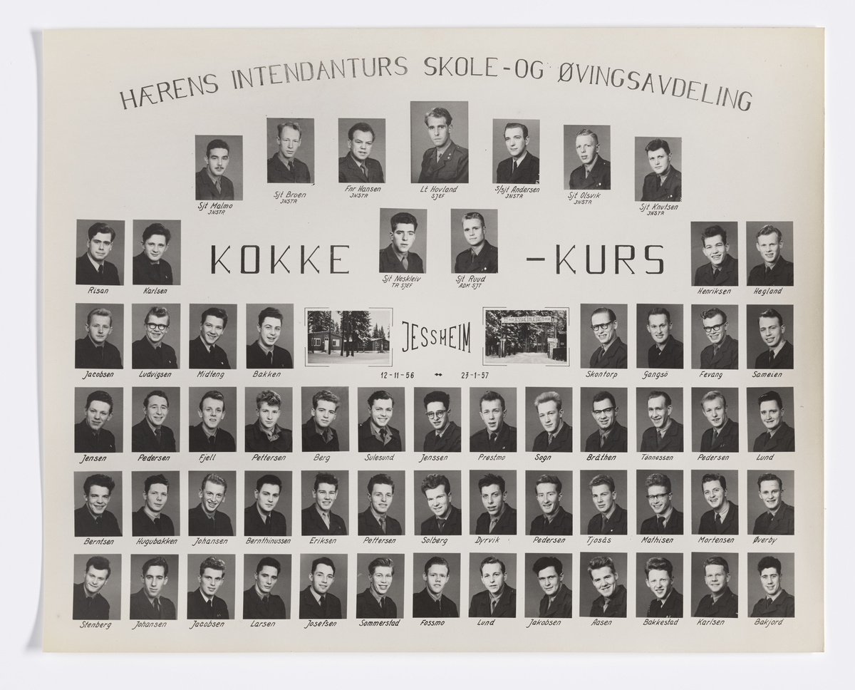 Militære årsfoto. Hærens Intendanturs Skole- og Øvingsavdeling. Kokkekurs, Jessheim 1956-1957