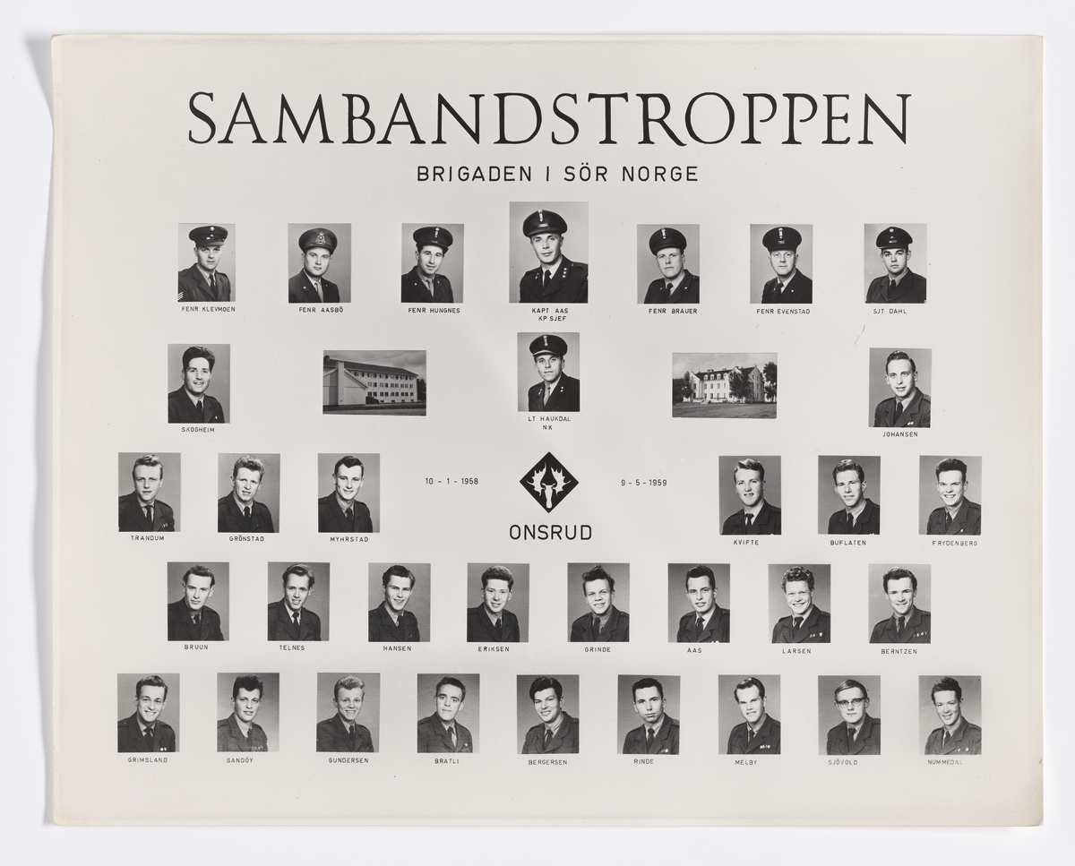 Militære årsfoto. Sambandstroppen. Brigaden, Sør- Norge. Onsrud, 1958–1959