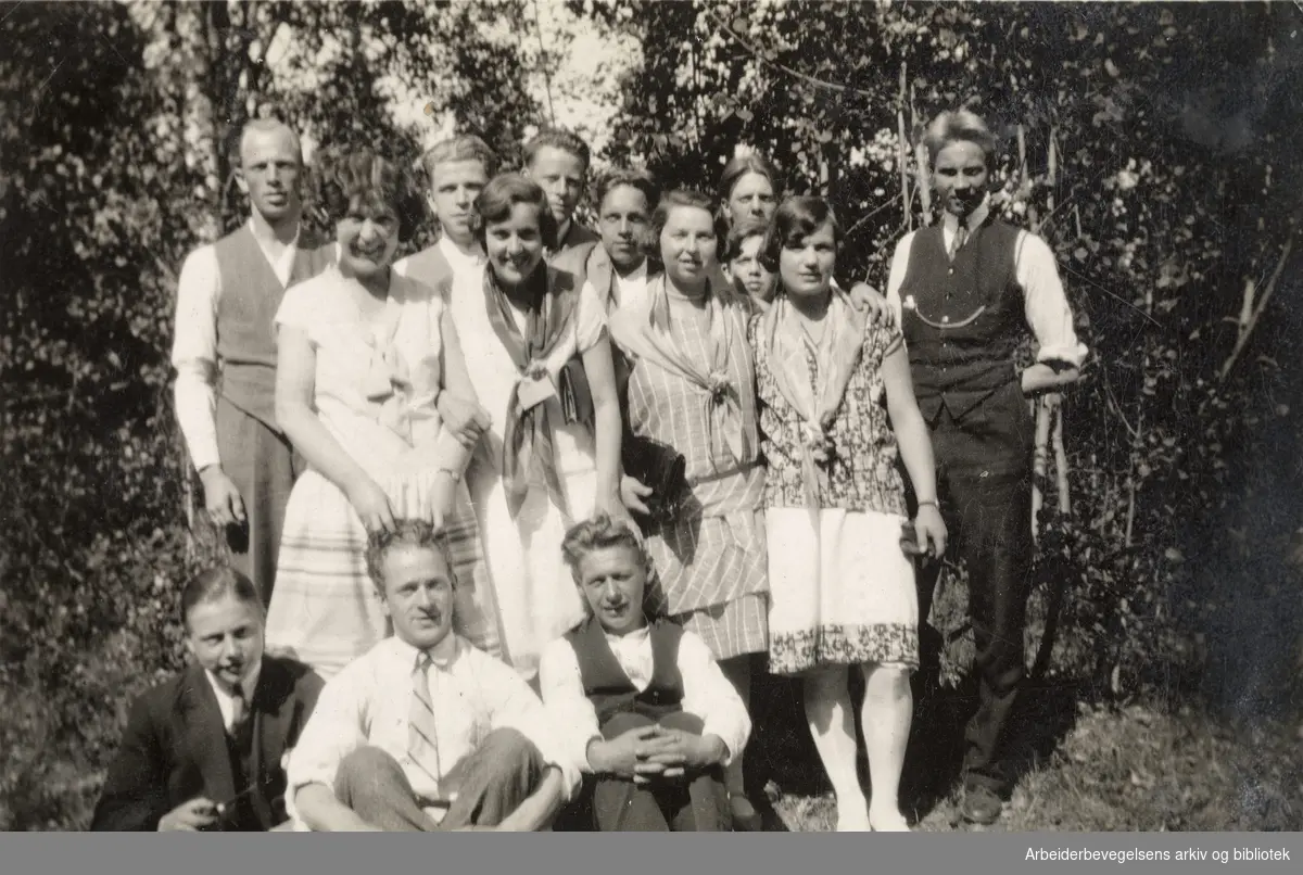 Medlemmer av Majorstua AUL "Frihet" på lagstur til Skoppum ved Horten 1929..