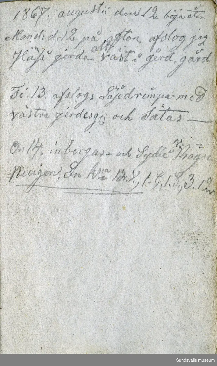 Hindrich Ersson Åhlén föddes på ett mindre hemman i Söderåsen, Selånger. 1823 övertog han skötseln av gården. Anteckningarna är gjorda mellan 1817–1870 och rör främst de dagliga sysslorna på gården.