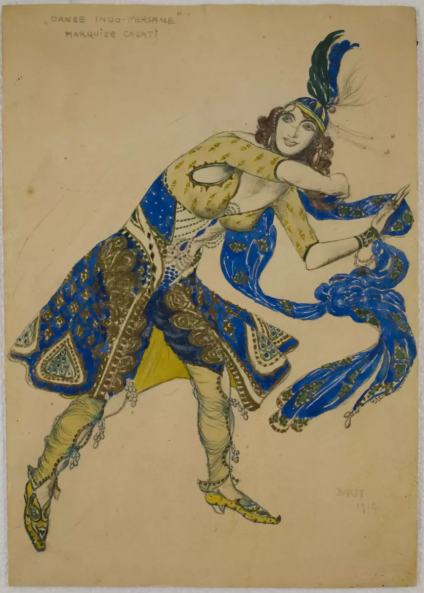Rollporträtt av Luisa Casati i "Danse Indo-Persane" [Grafik]