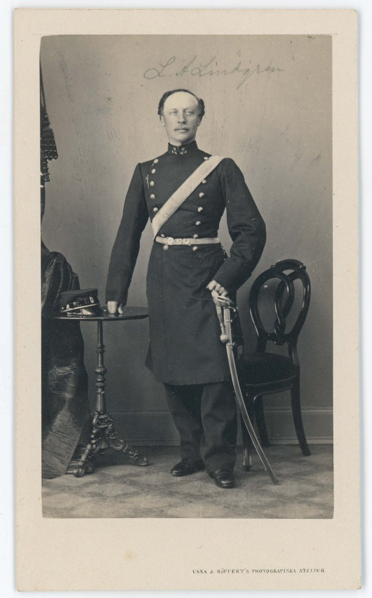 Porträtt på Major L.A. Lindgren, vid Göta Artilleriregemente.