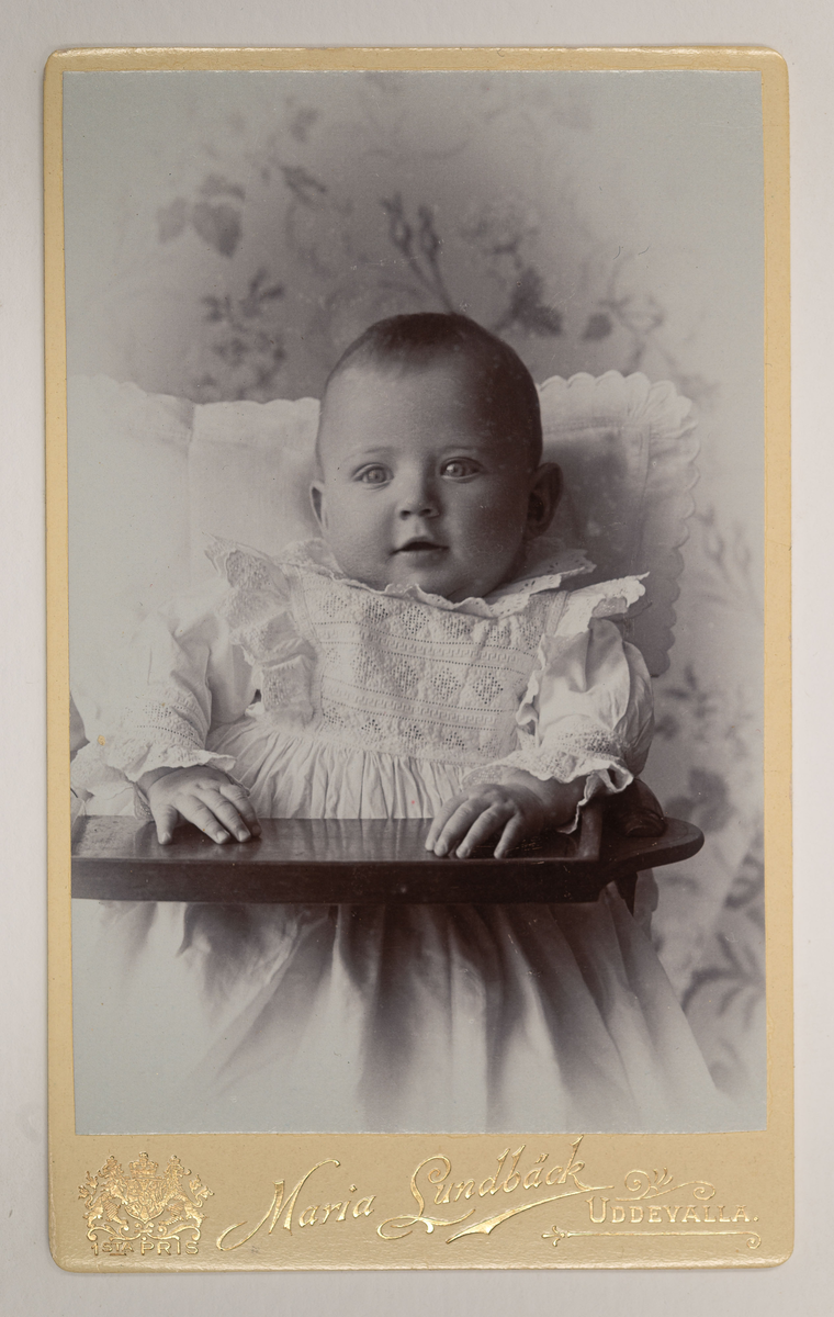 Visitkortsporträtt av okänt barn. Fotografiet sitter i fotoalbum som tillhört Gertrud Zachau. Fotografiet sitter på sida 25.