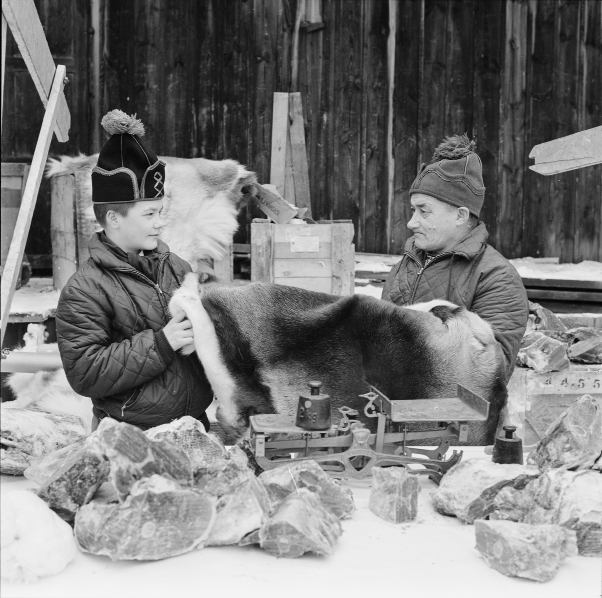 Distingsmarknad, kött-och skinnförsäljning, Uppsala 1961