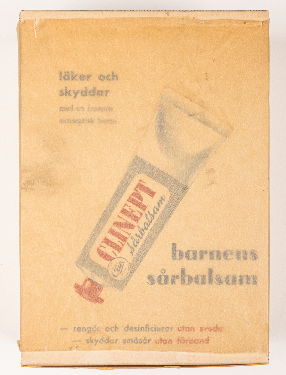 Pappersförpackning Sårbalsam Clniept. Originalförpackning med innehåll.