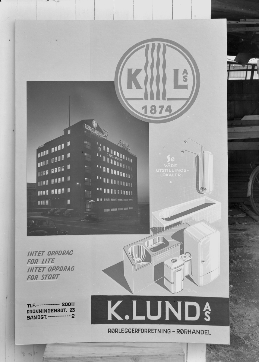 Reklameplakat for K. Lund rørleggerforretning