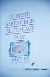 Simo, 1992 : Plakat som oppfordrer til å pakke oppdrettsfisk