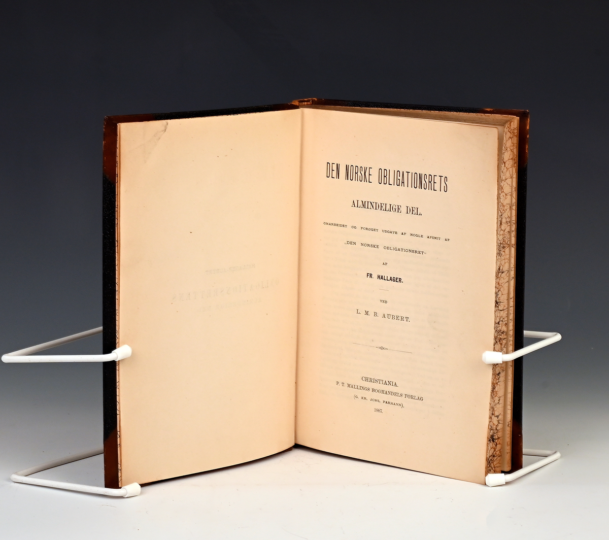 Fr. Hallager. Den norske Obligationsrets alminelige Del. Ved L. M. B. Aubert. Chr. a. 1887. XVI + 361 s. 8 (skinnrygg)