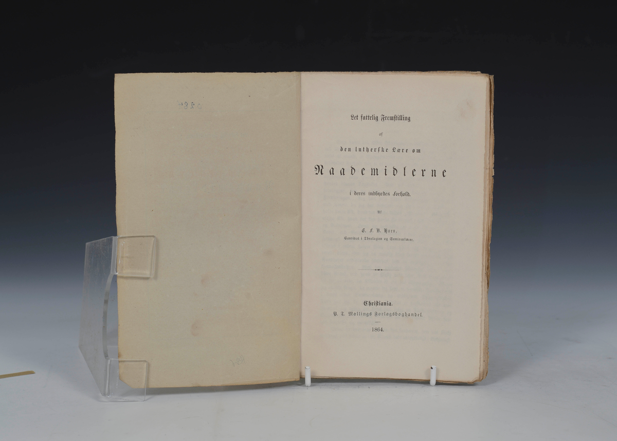 Horn, E. F. B. Letfattelig Fremstilling af den lutherske Lære om Naademidlerne i deres indbyrdes forhold.1864