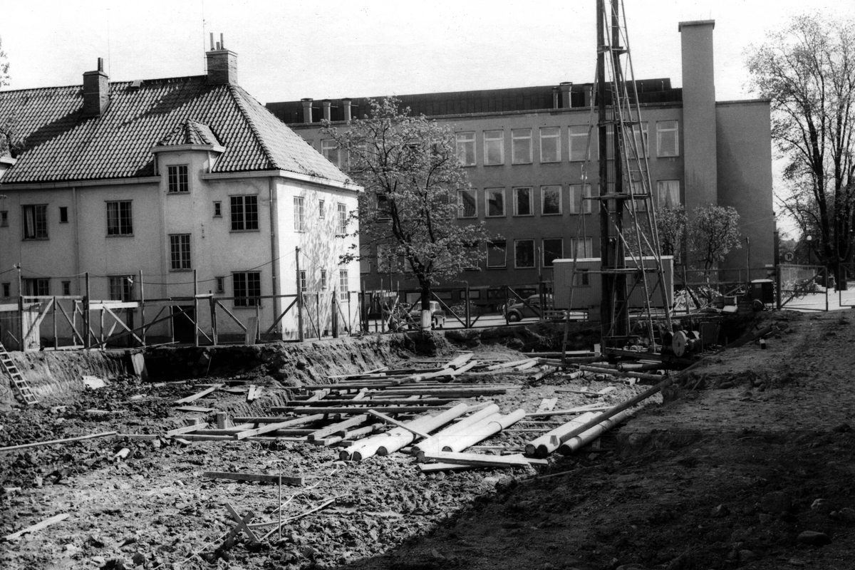 Byggnadsarbete i Kvarteret Gere bland annat längs Gåsmyregatan och Skolgatan.