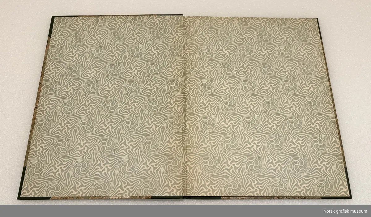 Halvbind med grønn sjirting på rygg og hjørner. Marmorert papir på sidene. Dekorativt forsatspapir som minner om solkors. Boken inneholder mange illustrasjoner som viser bokbinderens ornamenter satt opp skjematisk.
