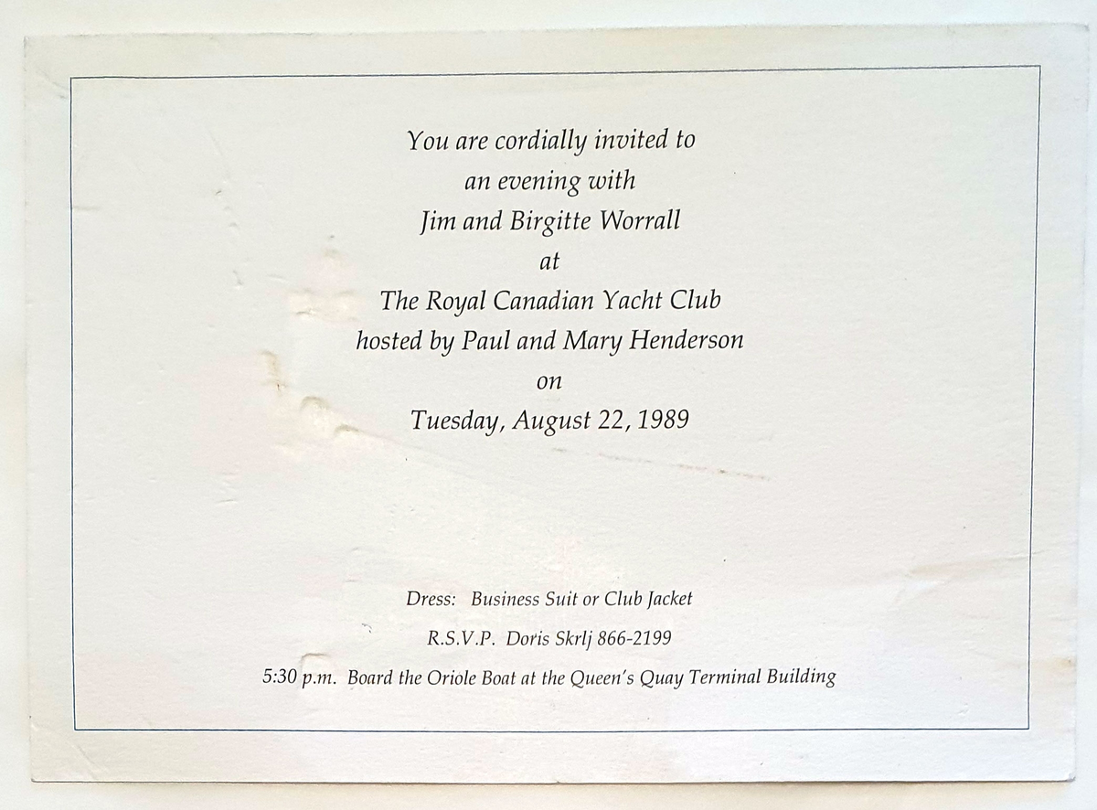 Invitasjon til The Royal Canadian Yacht Club