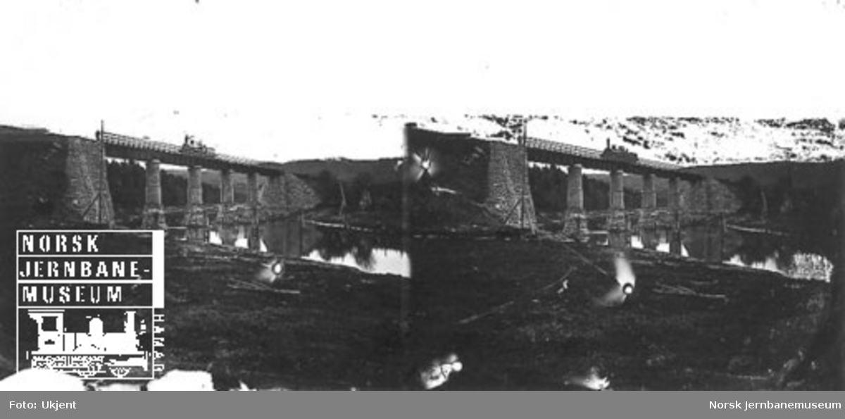 Ny Børke bru oppført 1865-66 med damplokomotiv på brua