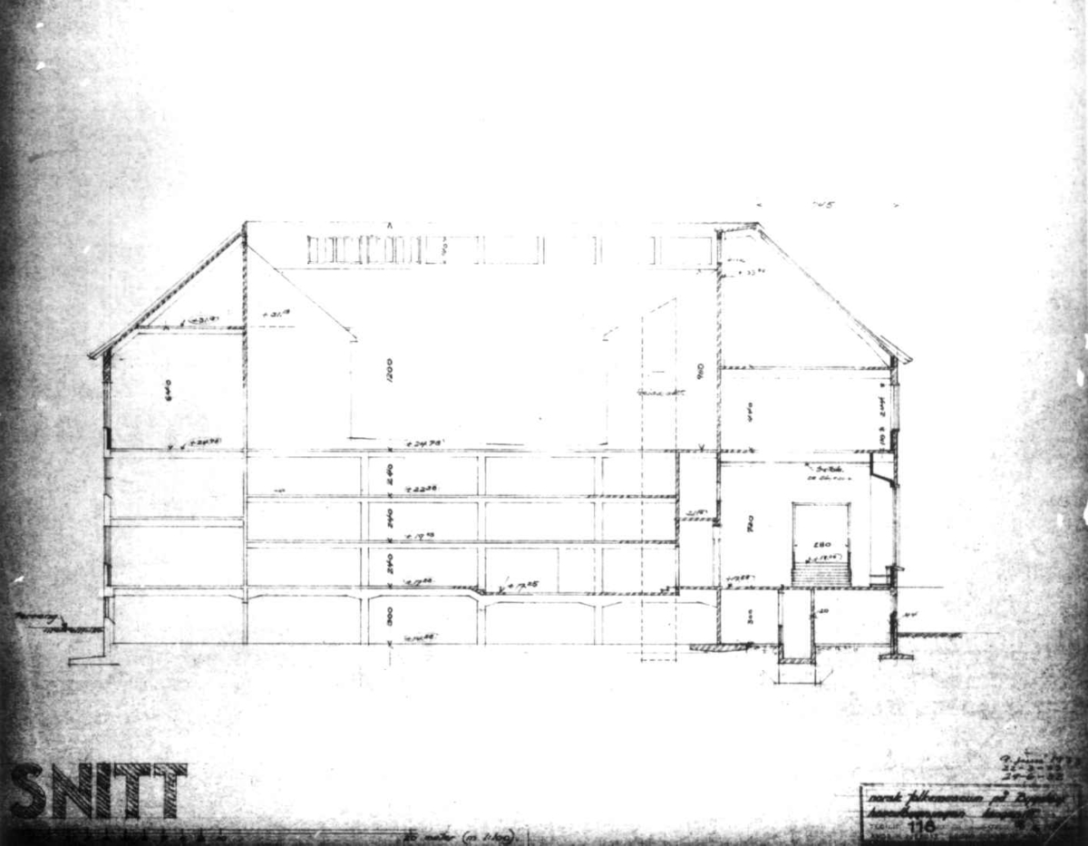 Arkitekturtegninger levert av Bjercke og Eliassen.
Plan for Hovedbygningen.
