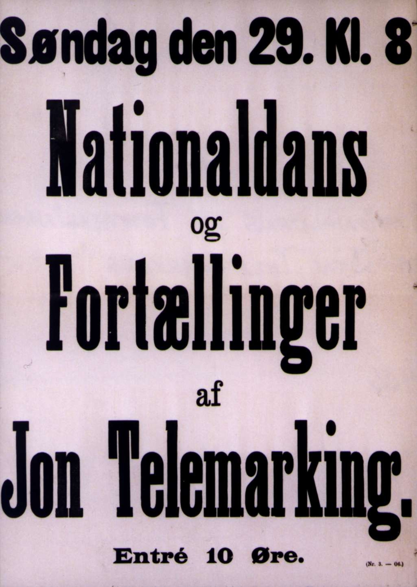 Plakat. Program for Norsk Folkemuseum i 1906.