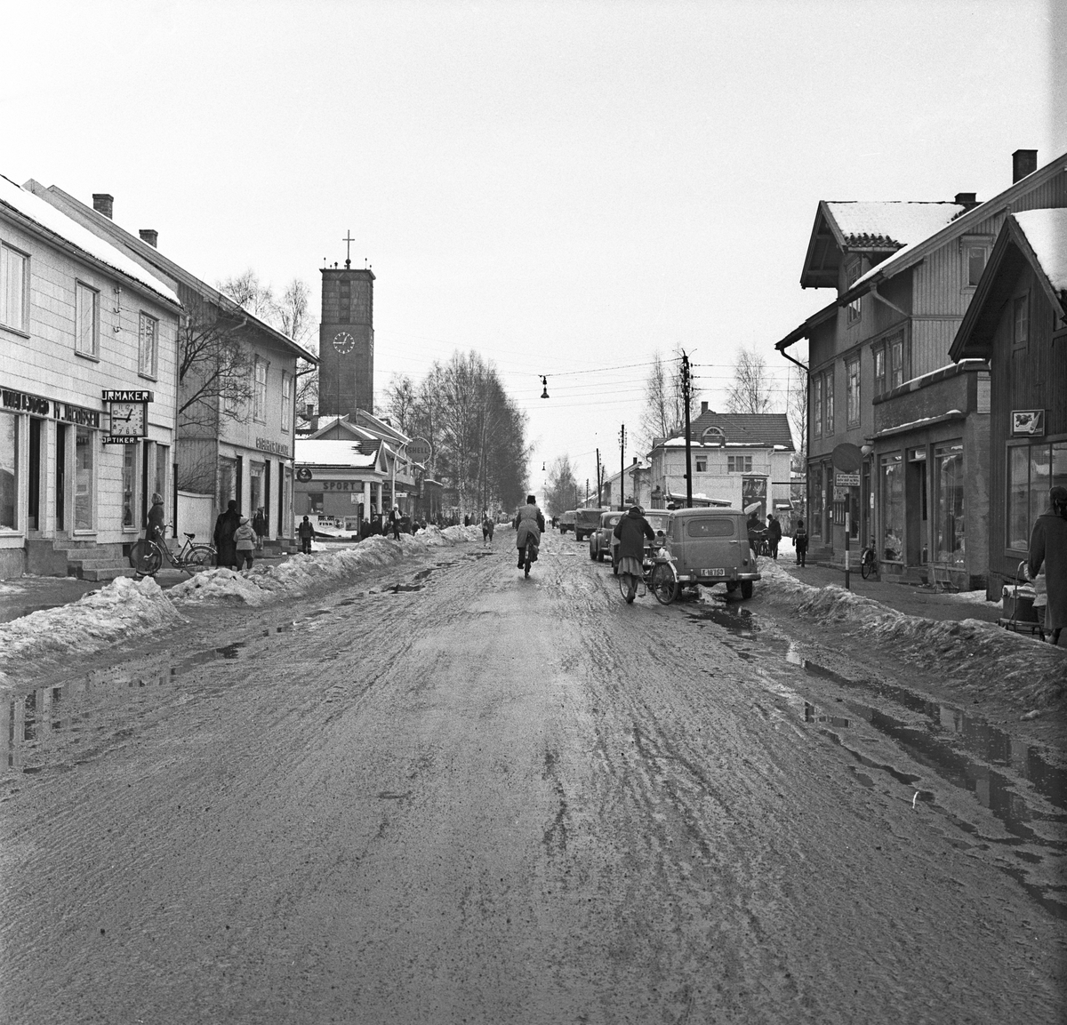 Lillestrøm, 13.03.1957, gatebilde.