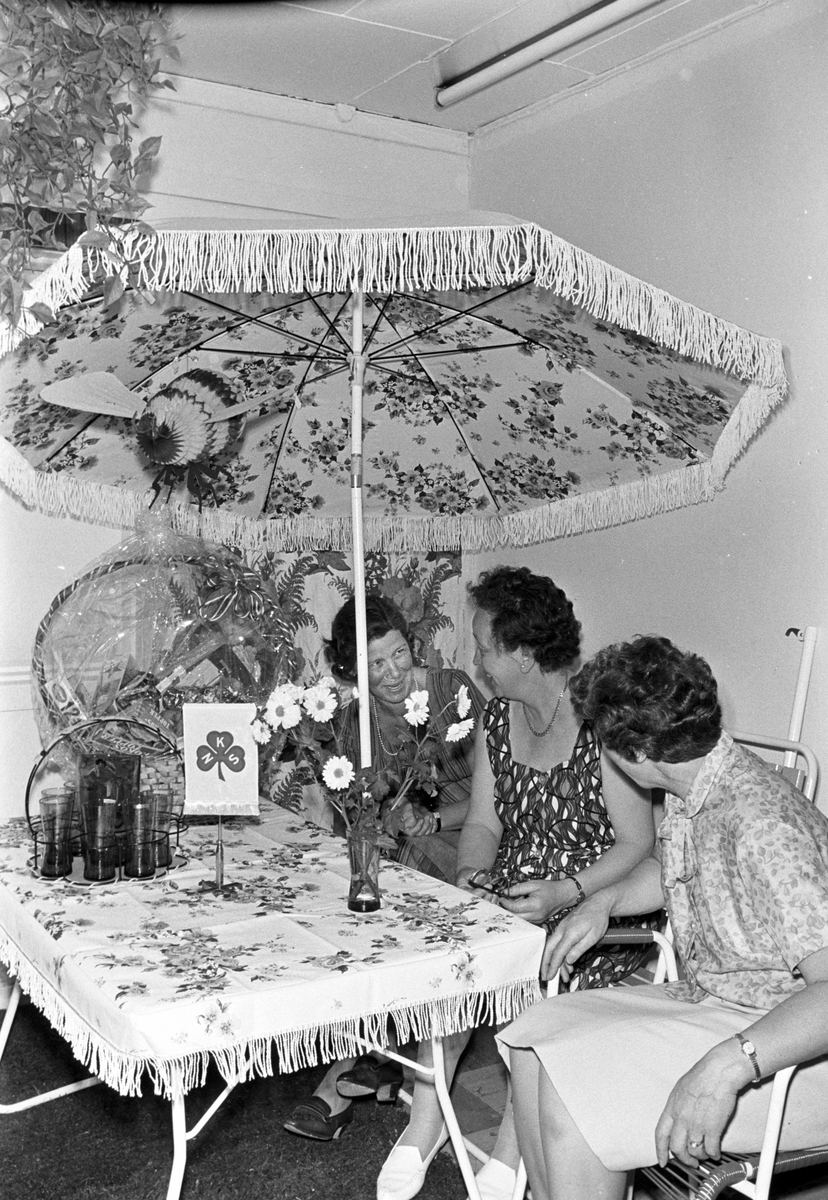 Tre kvinner fra Norske Kvinner Sanitesforening. Fotografert 1966.