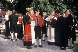 Brudepar og gjester utenfor Karterud, før middagen.