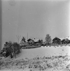 Snarøya, Bærum, Akershus, 09.01.1956. Hus og hager i landska
