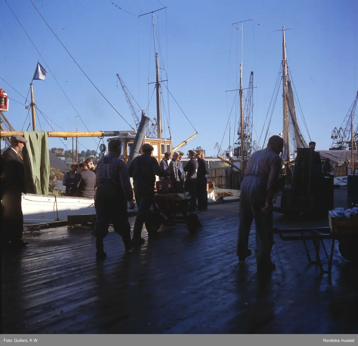Göteborg. Fiskhamnen. Män i förgrunden. 