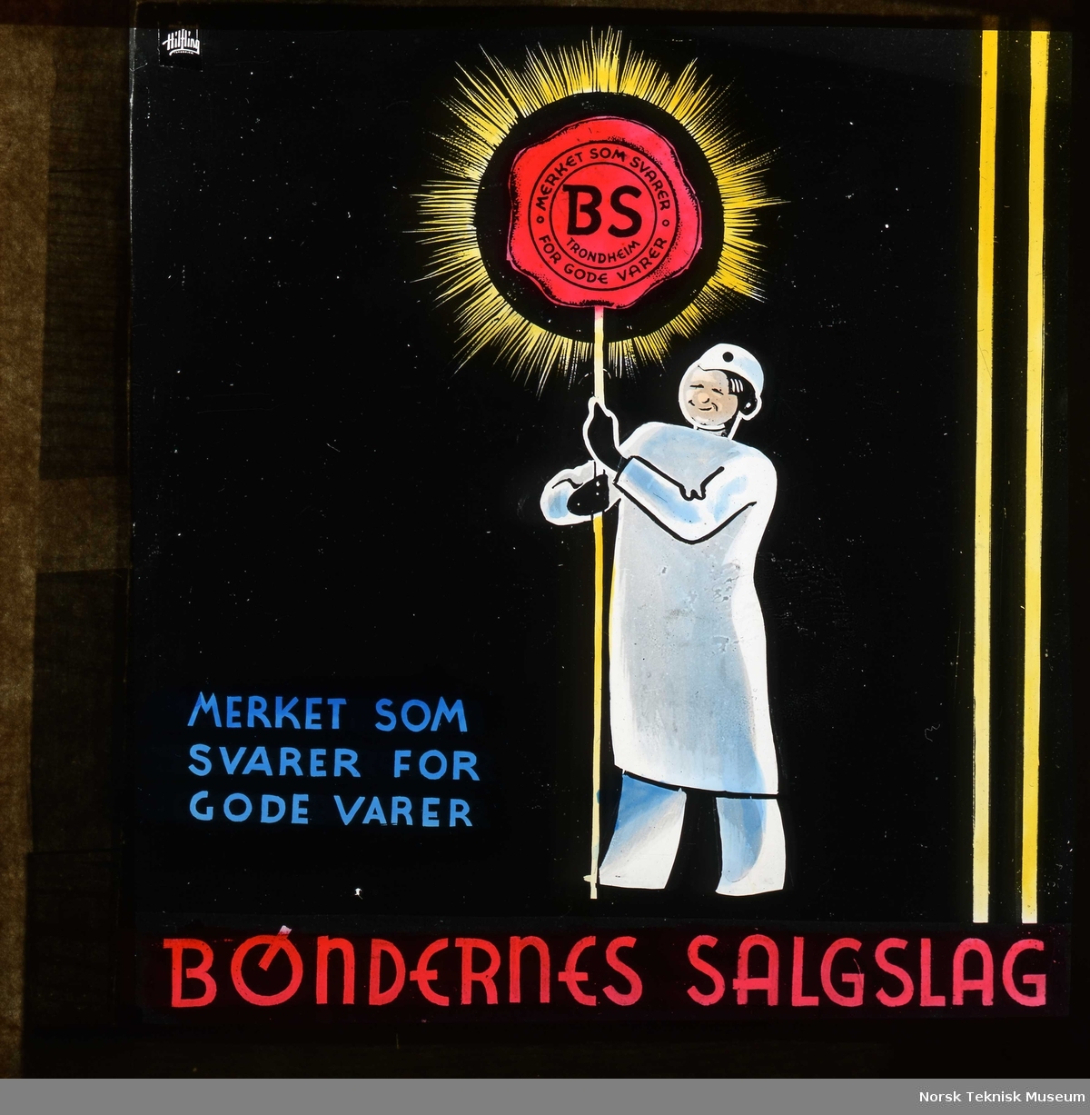 Kinoreklame for Bøndernes Salgslag: BS- merket som svarer for gode varer.