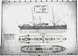 Tegninger av B/N 127 DS Vesteraalen bygget ved Aker mek. Ver