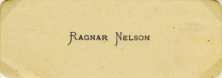 Text på kortet: Ragnar Nelson.