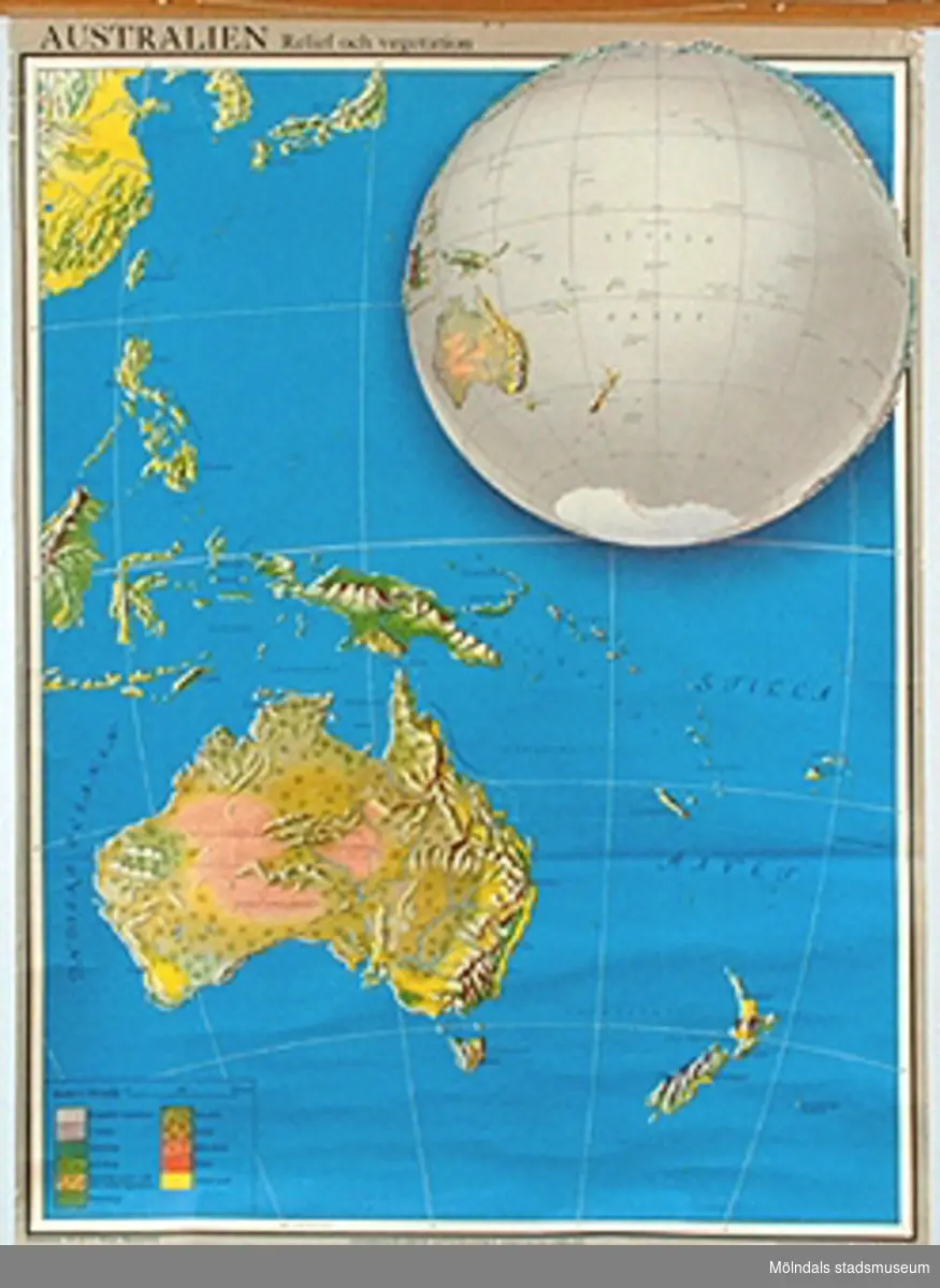Skolkarta över Australien och dess placering på Jorden, märkt nr 15.