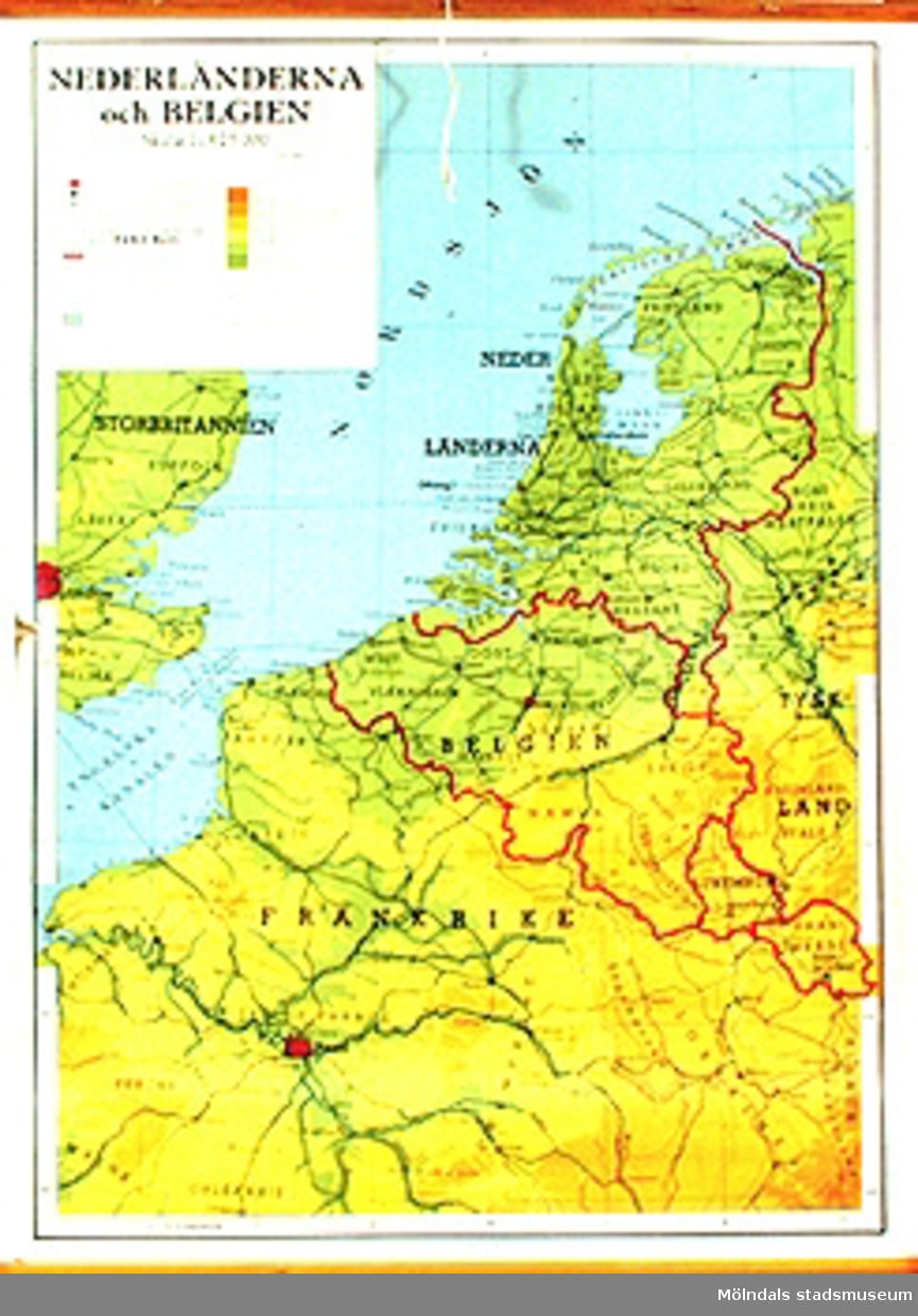 Skolkarta över Nederländerna och Belgien, märkt nr 25.