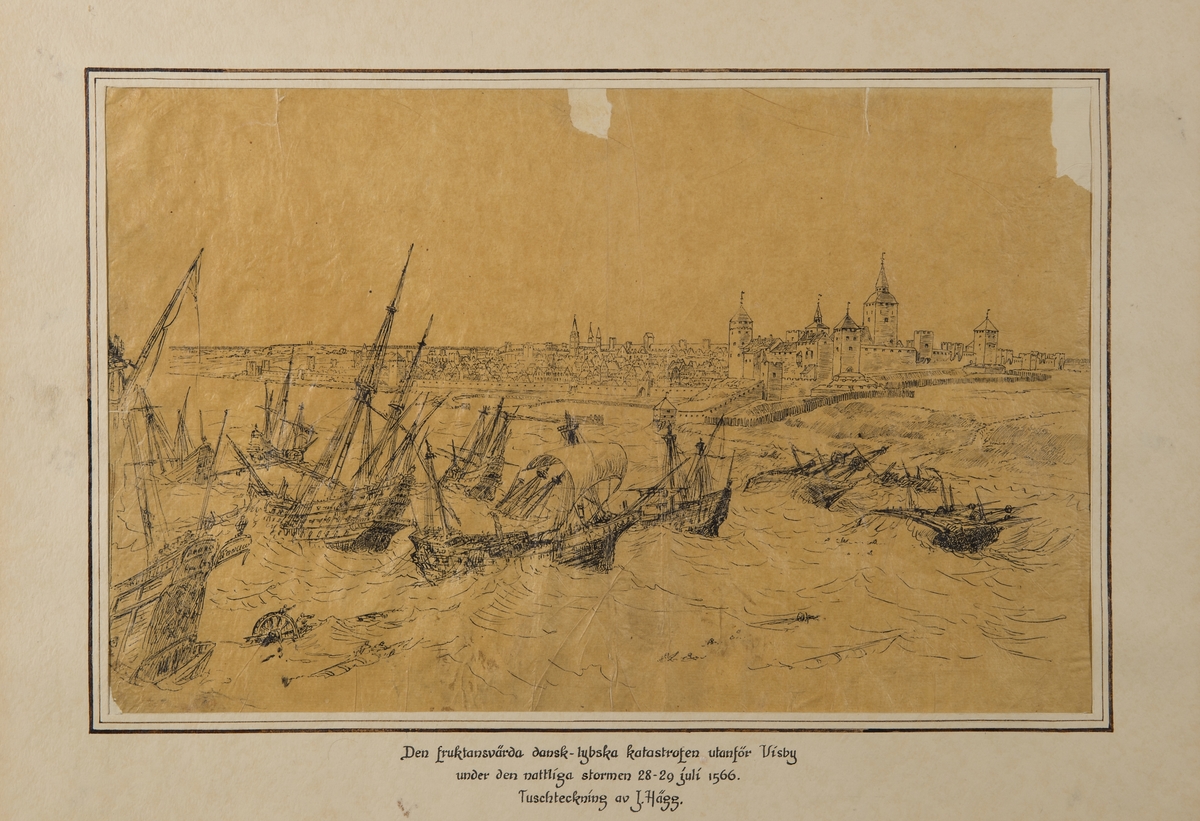 Dansk-lybska katastrofen utanför Visby under den nattliga stormen 28-29 juli 1566.