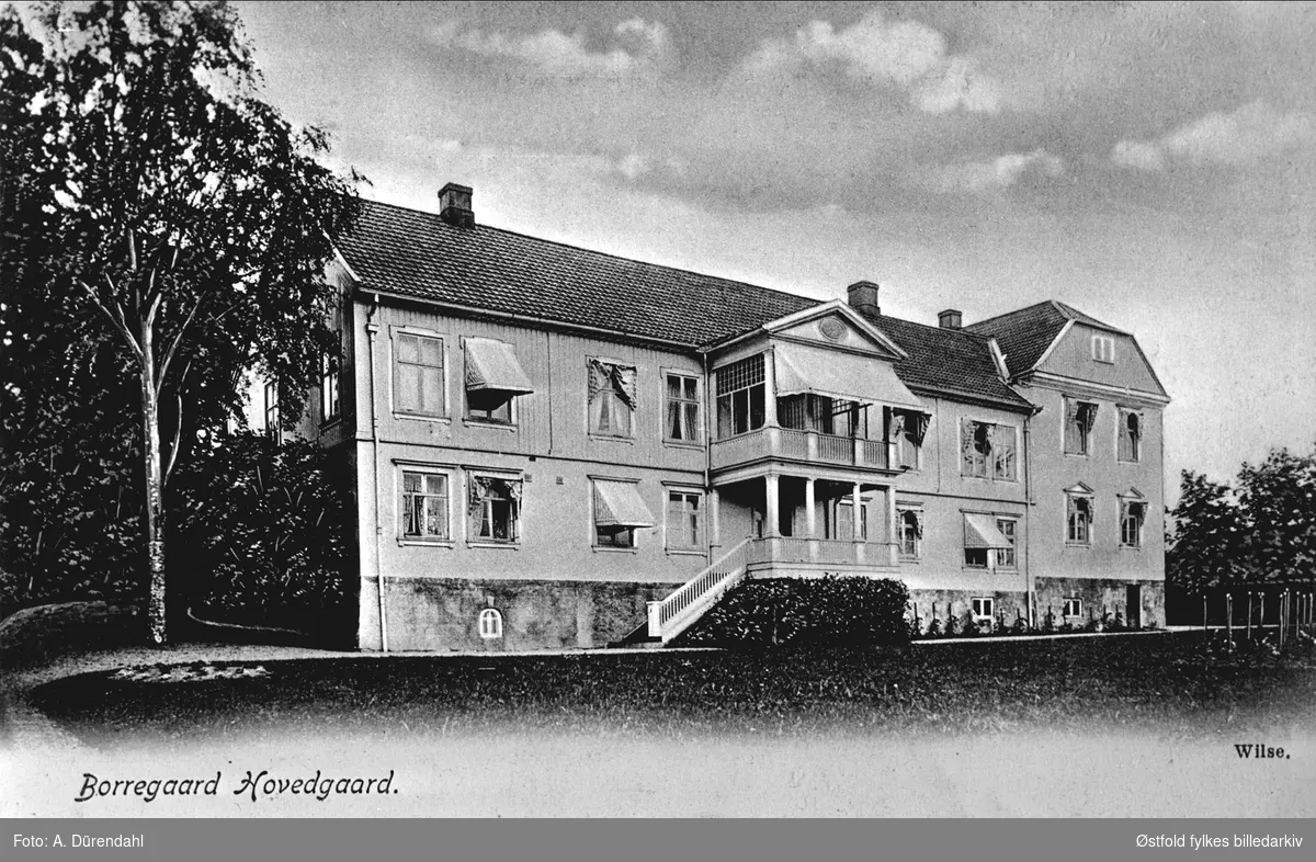 Postkort av Borregaard Hovedgård i Sarpsborg 1904.
