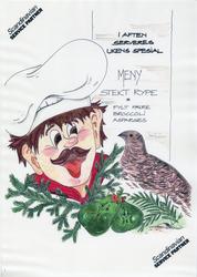 Illustrert aftenmeny fra Statfjordfeltet.

"I aften server