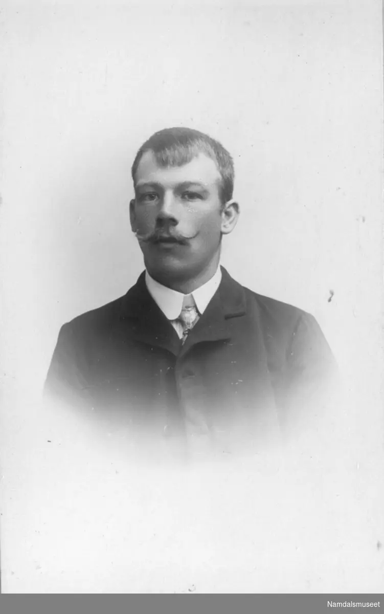 Portrett av en ung mann, med bart.