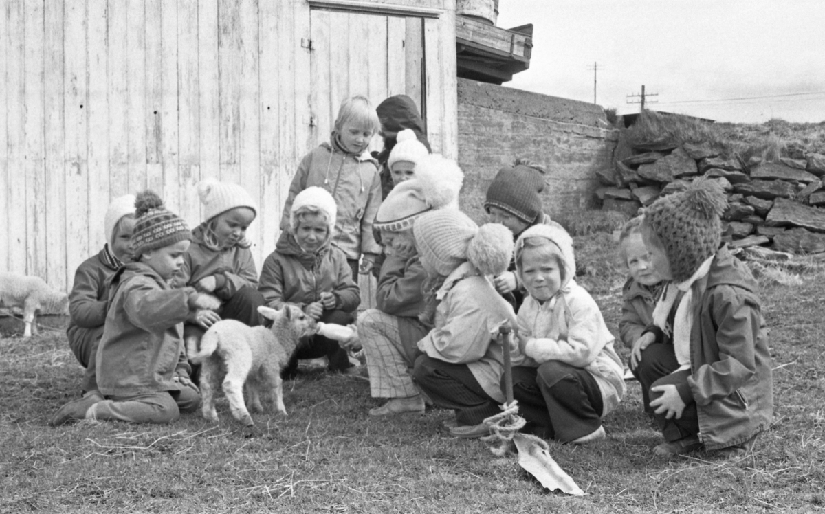 Barn fra Kvalsvik Barnehage + lite lam.
