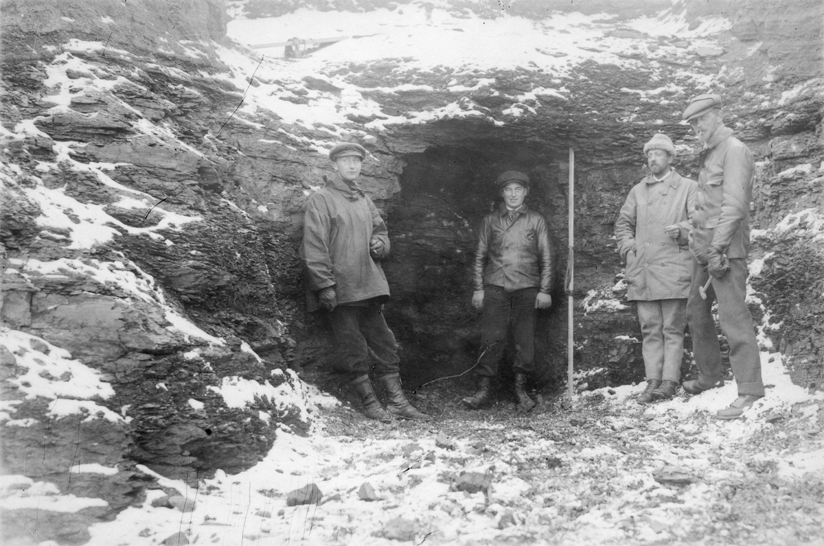 Sveagruvan. Skärpning i övre kolhorisonten å de Geers berg, nordsidan. Spetsbergen. Inkom 1931