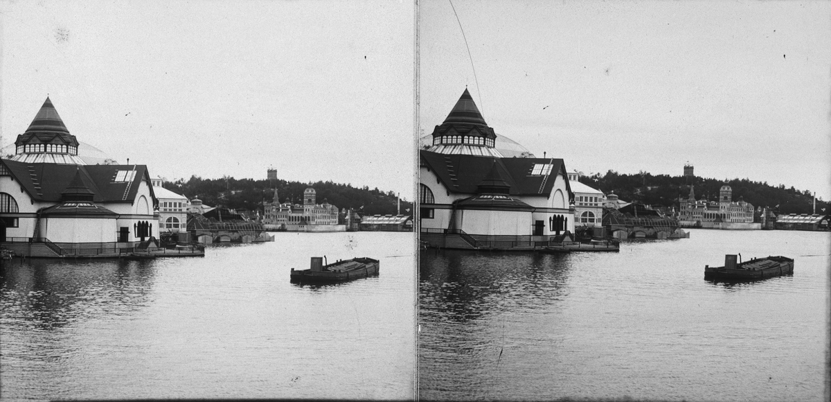Stereobild med motiv från Allmänna Konst- och Industriutställningen på Djurgården, Stockholm 1897.