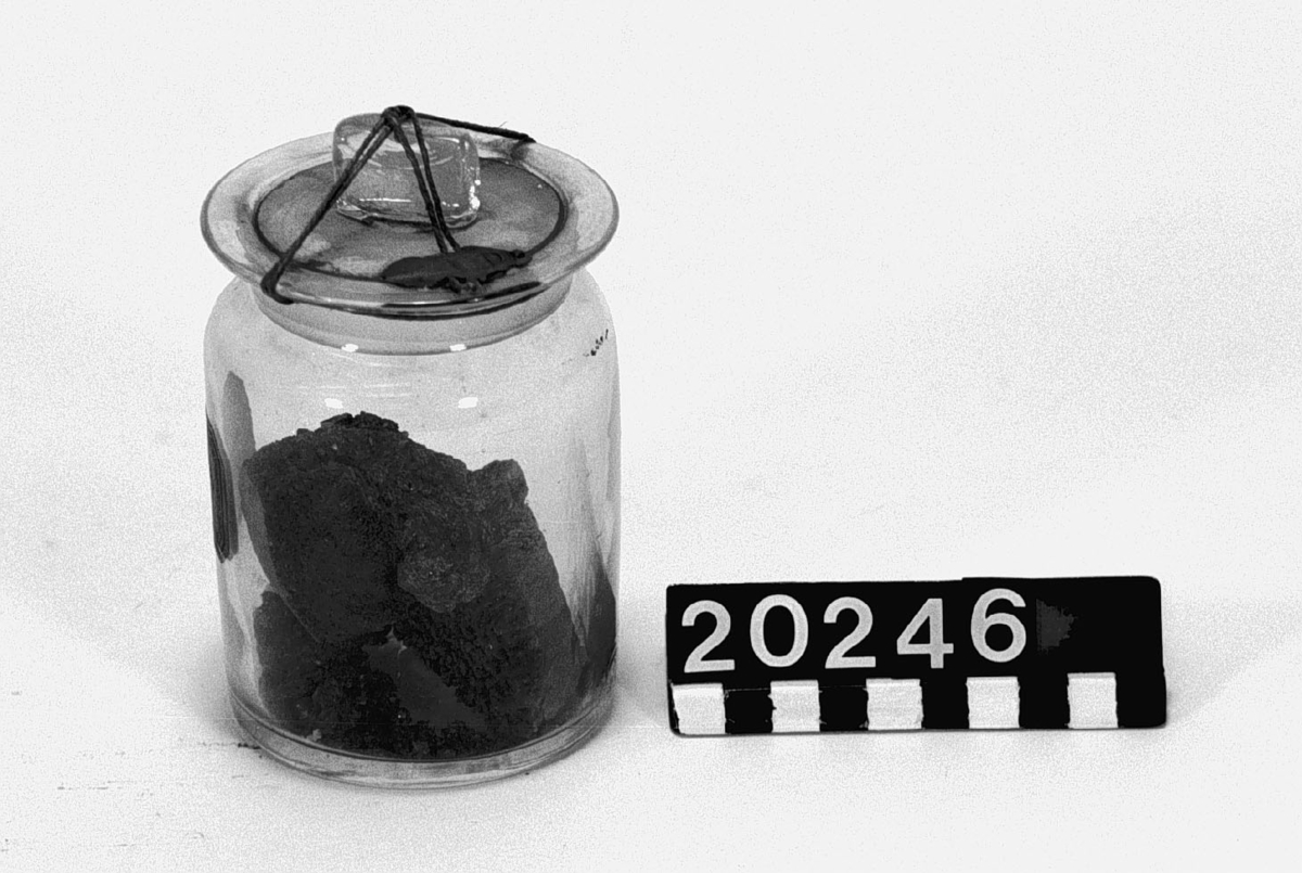 Prov på arsenikmetall, i burk av glas med sigill och etikett: "Arsenik-metall".