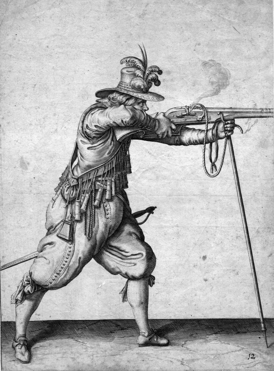 Soldattegning.Soldat med hakebørse,1600-tallet.