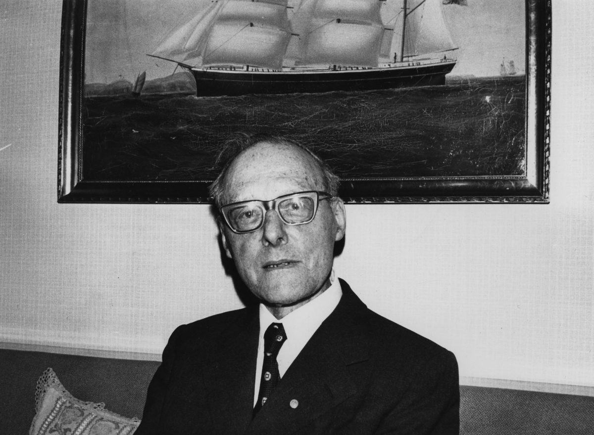 Förre postmästaren Nils Landgren 88år, Malmö tjänstgjorde ombord på postångarna åren 1907-1909.