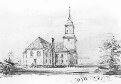 Avfotografert tegning av Moss kirke. 
Signert, 1854? Utydel