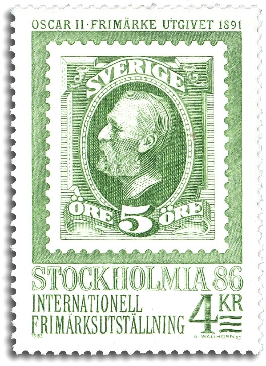 Oscar II, Frimärke utgivet 1891.