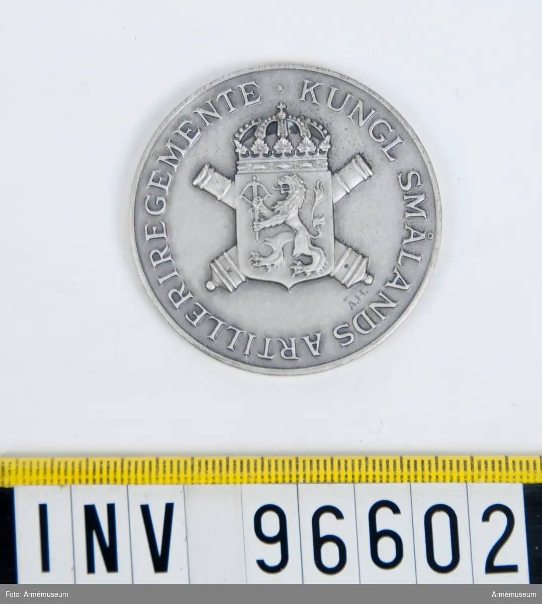 Medalj i silver för Smålands artilleriregemente.
