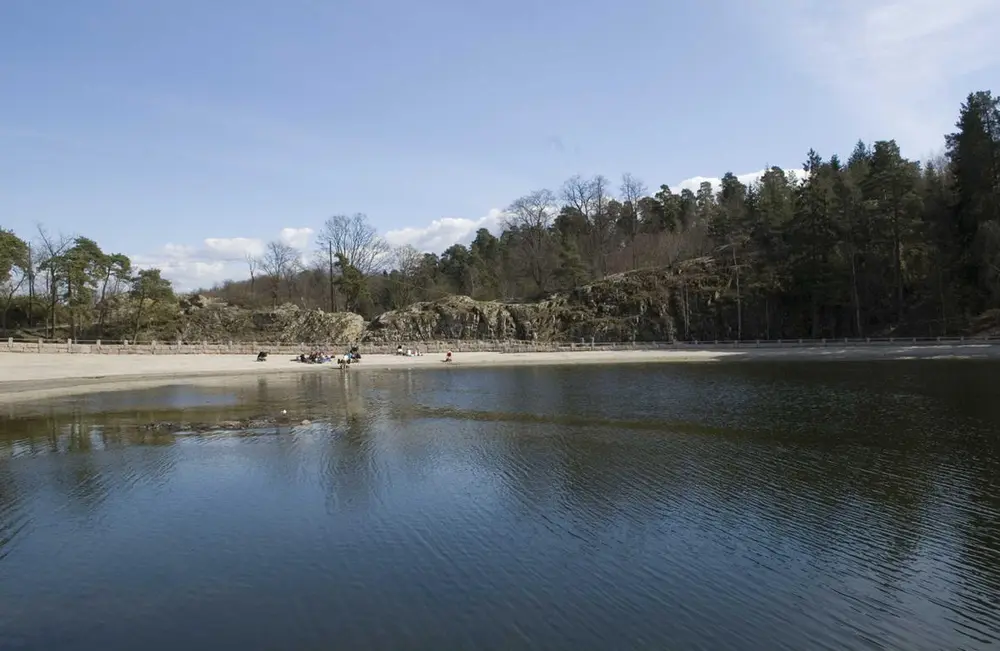 Stranden på Bygdø sjøbad. 