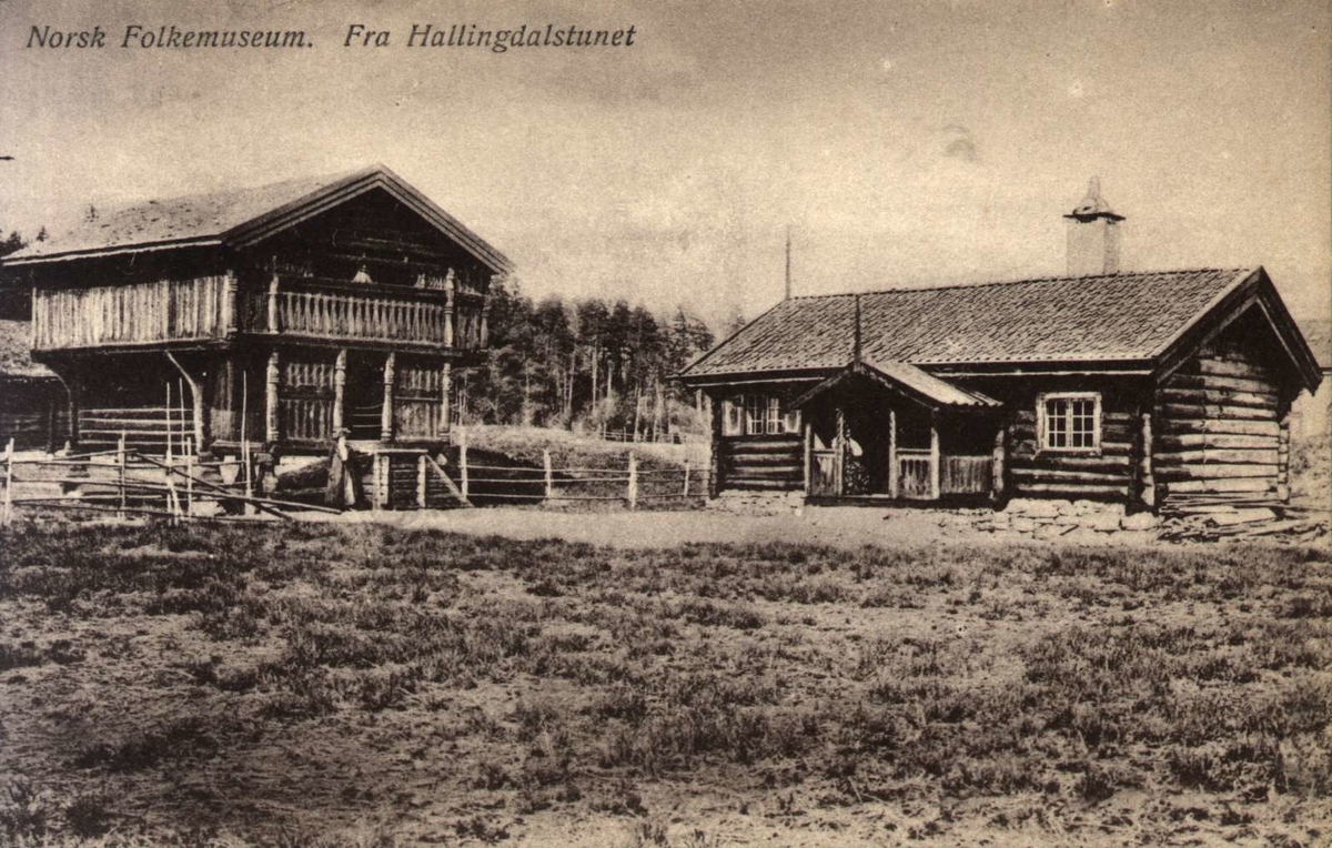 Postkort. Bygninger fra Hallingdal. Hallingdalstunet, NF.