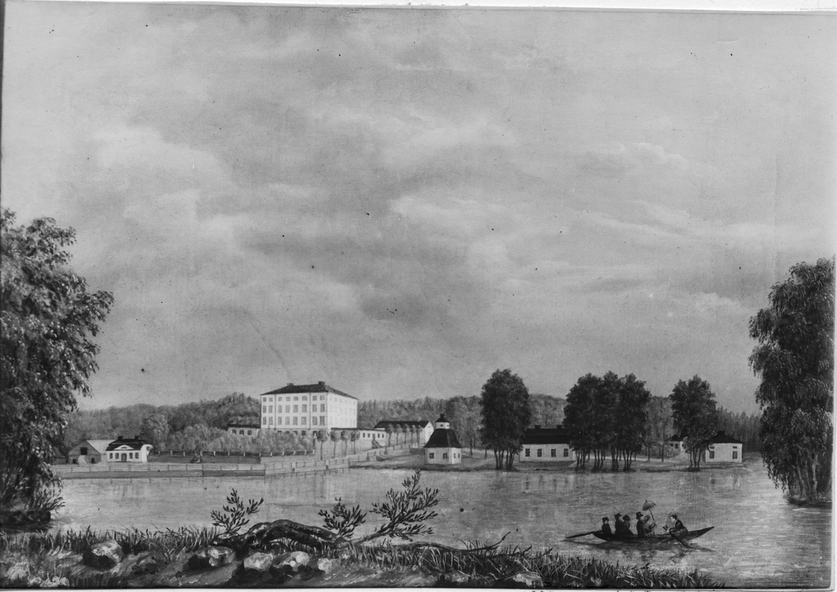Utsikt mot herrgården,
Oljemålning av J O Bråtén, 1850-talet,
Tillhör: med dr C O Olin, Stockholm