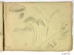 Fugl i vagt landskap [Tegning]